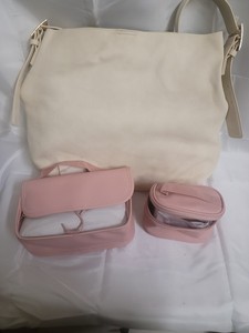Universal Thread Off-White Bucket Tote Purse and BrightRoom Travel toiletry bags