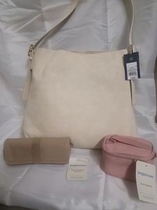 Universal Thread Off-White Bucket Tote Purse and BrightRoom Travel toiletry bags