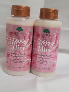 2-pack of 18oz Tree Hut Merry Mint Foaming gel body wash