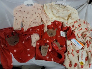 Variety of NEW baby GIRL outfits and sleepers ranging from size Newborn to 9 months