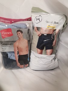 Mens new Medium knit boxers and Boxer Brief underwear bundle open packages
