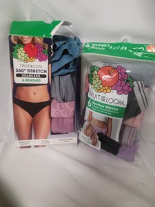 Assortment of womens new 6M Fruit of the Loom bikini underwear opendamaged packages