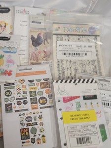 Wide variety of crafting and scrapbook stickers, rub-ons