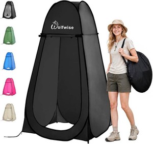 Wolfwise Pop Up Shower Tent for Camping Essentials, Portable Instant Changing Tent with Ventilation Window & Carry Bag, Privacy Dressing Room Bathroom Toilet for Beach & Outdoor, Standard, Dark Black