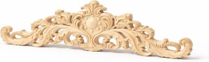 27.5 Wood Appliques Long Wood Appliques Larger Size Precisely Sanded Hand-Carved Raw Wood Pediment Unpainted Decorative Wood Carving for Furniture Cabinet Fireplace and Wall Decor