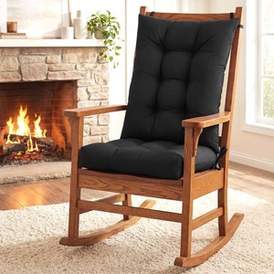 2 PACK Rocking Chair Cushion Premium Tufted Pads with Ties IndoorOutdoor Thick Linen Chair Pads Non-Slip Chair Pads for Elderly Sitting 17 17 inch (Waterproof-Blake)