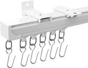 MaKefeile Ceiling Curtain Tracks 9FT,Curtain Track Wall Mount,Ceiling Mounted Sliding Door Curtains Rails Outdoor Extra Long Curtains Rod Room Divider Track for Living Bedroom with Hooks,White