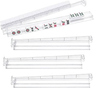 CAYOULR Mahjong Racks with Pushers Set of 4 Clear Acrylic Tile Racks