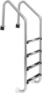 $150 In-ground Swimming Pool Ladders, 4-Step Pool Ladder with Stainless Steel Frame & Non-Slip Steps, Deck Mounted Ladder Entry and Exit System, Loads up to 440 lbs