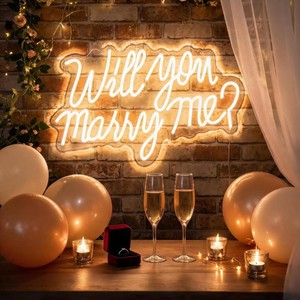 Will You Marry Me Neon Sign, 21.7x13.8 Inch LED Light Up Letters