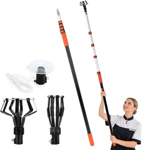 Light Bulb Changer for High Ceilings, 26FT Light Bulb Changer Pole with 5-20FT Telescoping Extension Pole, Light Bulb Remover Tool with Baskets and Suction Cup for High Ceilings and Recessed Lights
