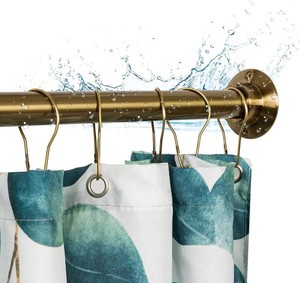 Artiwell 60 Heavy Duty Straight Shower Rod With Shower Rod Flange, Permanent Mount Shower Curtain Rod With Screws Bracket, Never Rust Stainless Steel, Window Curtain and Closet Rod, Champagne Bronze