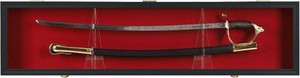 $140 Sword Saber Display Case Cabinet Stand Holder Lightsaber Shadow Box Wall Mount Lockable with 98% UV Protection Red Color Felt (Black)
