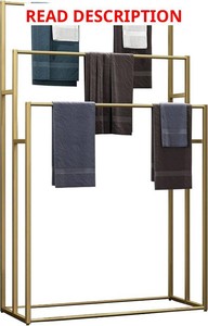 3 Tier Standing Towel Rack - Extra Wide Large Bathroom Towel Stand, Heavy-Duty Metal Towel Drying Rack for Poolside (Matte Gold, 37.4 Wide)