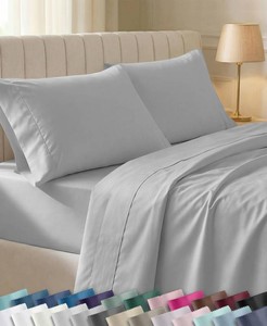 California Design Den Soft 100% Cotton Queen Size Bed Sheet Set, Light Grey