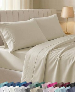 California Design Den 100% Cotton Sateen Full Deep Pocket Sheet Sets, Beige