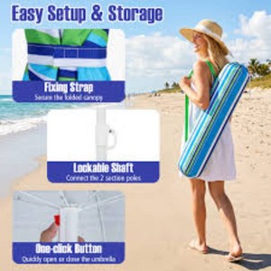 6.5 FT Beach Umbrella wTilt & Sand Anchor, UPF 50 Sun ...