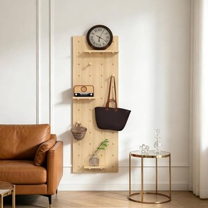AMSXNOO Modular Wood Peg Board Wall Organizer Kits, 15.7X47.2IN40X120CM