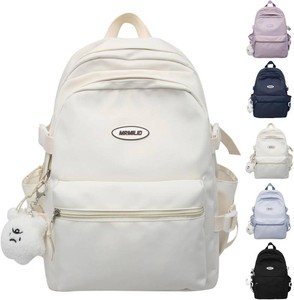 VTTDB Kawaii Backpack with Cute Accessories Casual Aesthetic Daypack Simple Laptop Bag Waterproof Travel Rucksack for Women (white)