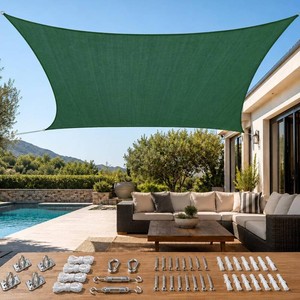 Quictent Sun Shade Sail for Patio with Hardware Kit 185GSM 26x20ft Green