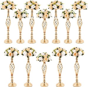 Meanplan 12 Pcs Metal Wedding Centerpieces Gold Tall Flower Stand
