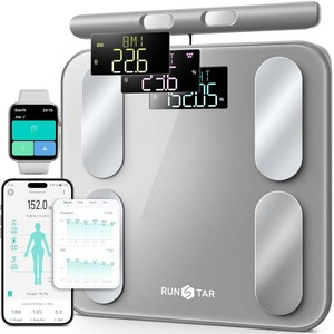 $136 RunStar Smart Scale with BMI, Body Fat, Muscle Mass FSA Eligible HSA, 400lb