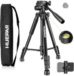 Huepar Professional Laser Level Tripod, 60 Inch Adjustable Laser Level Stand, Suit for Heavy Duty Laser Levels, Point Lasers, Laser Distance Measures 14 & 58 Thread Mount, Non-Slip Feet, TPD14B