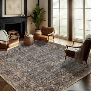 $139 CHAMPLANT Washable Area Rug 9x12 Retro Boho Design Non-Shedding Easy Care Ideal for High Traffic Areas in Living Room Bedroom Office Coffee Table Kitchen Large Carpet