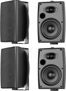 $200 STUDIOFINIX 6.5 Inch Max 800W Outdoor Bluetooth Speakers Waterproof Wired with Multifunctional Amplifier Wall Mount Outdoor Speaker System for Patio Garden Poolside Home(4 Speakers,Black)