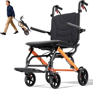 $199 Wheelchairs for Adults,Transport Wheelchair Lightweight Foldable with Removable Cushion,Transport Chair,Ergonomic Travel Chair with Telescopic Handle