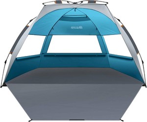 OutdoorMaster Pop Up Beach Tent Sun Shelter for 3-4 Person with Sandbags