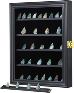KCRasan Arrowhead Display Case Native American Arrowhead Shadow Box,Black