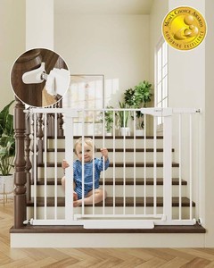 Cumbor 30-46 Baby Gate for Stairs, Auto Close Dog Gate for Doorways White