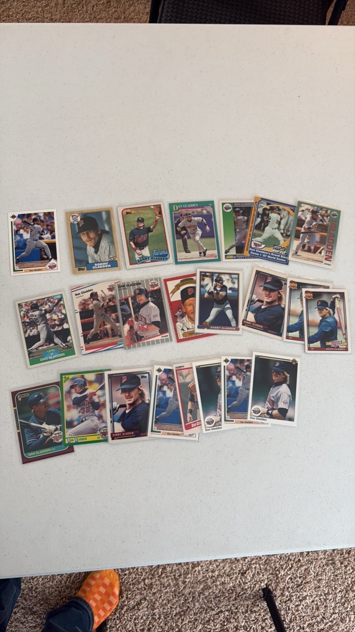 Dan Gladden Minnesota Twins Card Lot
