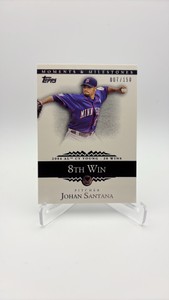 2007 Topps Moments and Milestones Insert Card Johan Santana Serial #d 7150