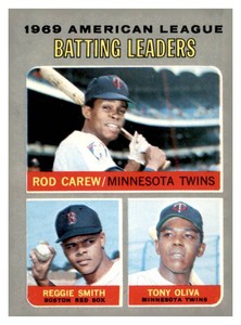 1970 Topps - League Leaders Rod Carew, Tony Oliva, Reggie Smith #62