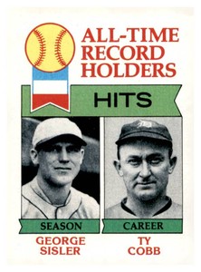1979 Topps - All-Time Record Holders Ty Cobb, George Sisler #411 Hits