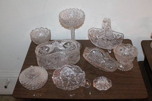 Waterford Crystal Diamond Paperweight, American Brilliant Period Cut Glassware & German Hofbauers Byrdes Collection Glass Bowl