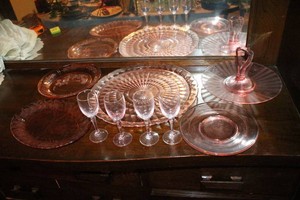 Pink Depression Glass Serveware & Stemware