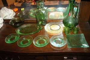 Depression Uranium Green Glassware & Mid-Century Green Glassware