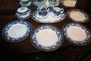 Royal Staffordshire Pottery Renown Pattern Flow Blue Transferware China