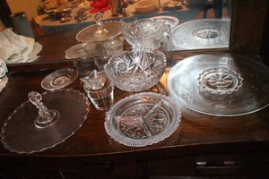 Heisey, Imperial, American Brilliant Cut Clear Glass Serveware