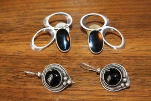 Onyx & Sterling Silver Earrings