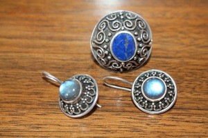Sterling Silver and Stone Earrings & Ring