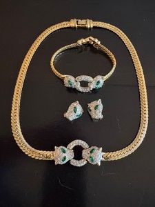 Rhinestone Leopard Parure Jewelry Set