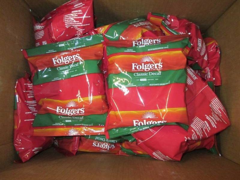 30 5.4 Oz packs of Folgers decaff coffee ground dated June 26