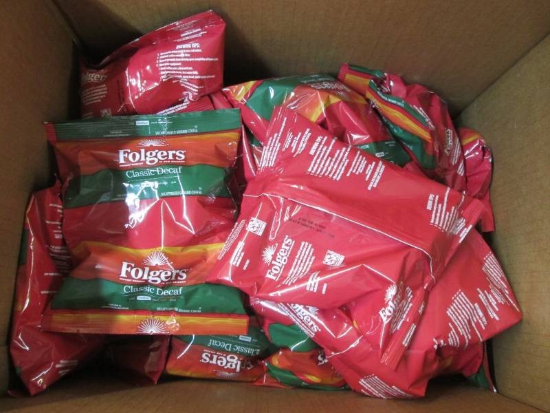 30 5.4 Oz packs of Folgers decaff coffee ground dated June 26