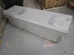 Weather Guard metal tool box, locks have been removed, currently latched shut