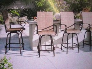 4-Piece Outdoor Swivel Bar Stool Steel Set with High Bistro Chairs
