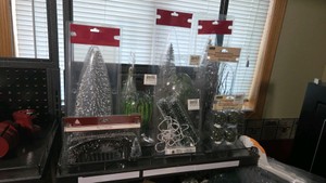 Lot of Christmas Decorative TreesBushes and a Bridge